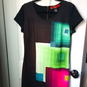 Desigual Color Block Dress Black Multi Color XL